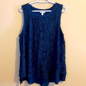Liz Lange Maternity lace sleeveless blouse, size L, good condition